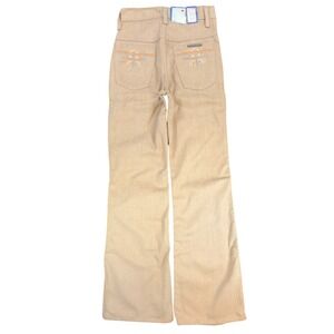 Maverick Vintage 70s Flare Pants Girls 10 Slim Beige USA NOS NWT 23.5x28
